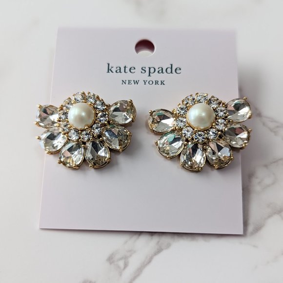 kate spade Jewelry - Kate Spade New York Pearl Crystal Cluster Earrings